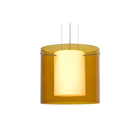 Besa Lighting Pahu 12 Cable Pendant, Trans. Armagnac/Opal, Satin Nickel Finish, 1x100W Incandescent 1KG-G18407-SN